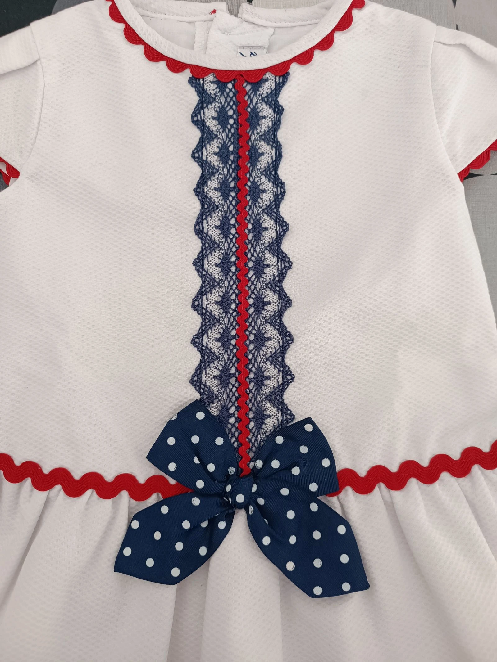 Vestido | Robe Miranda 18 meses - Blanco, Azul & Rojo Náutico – photo 4